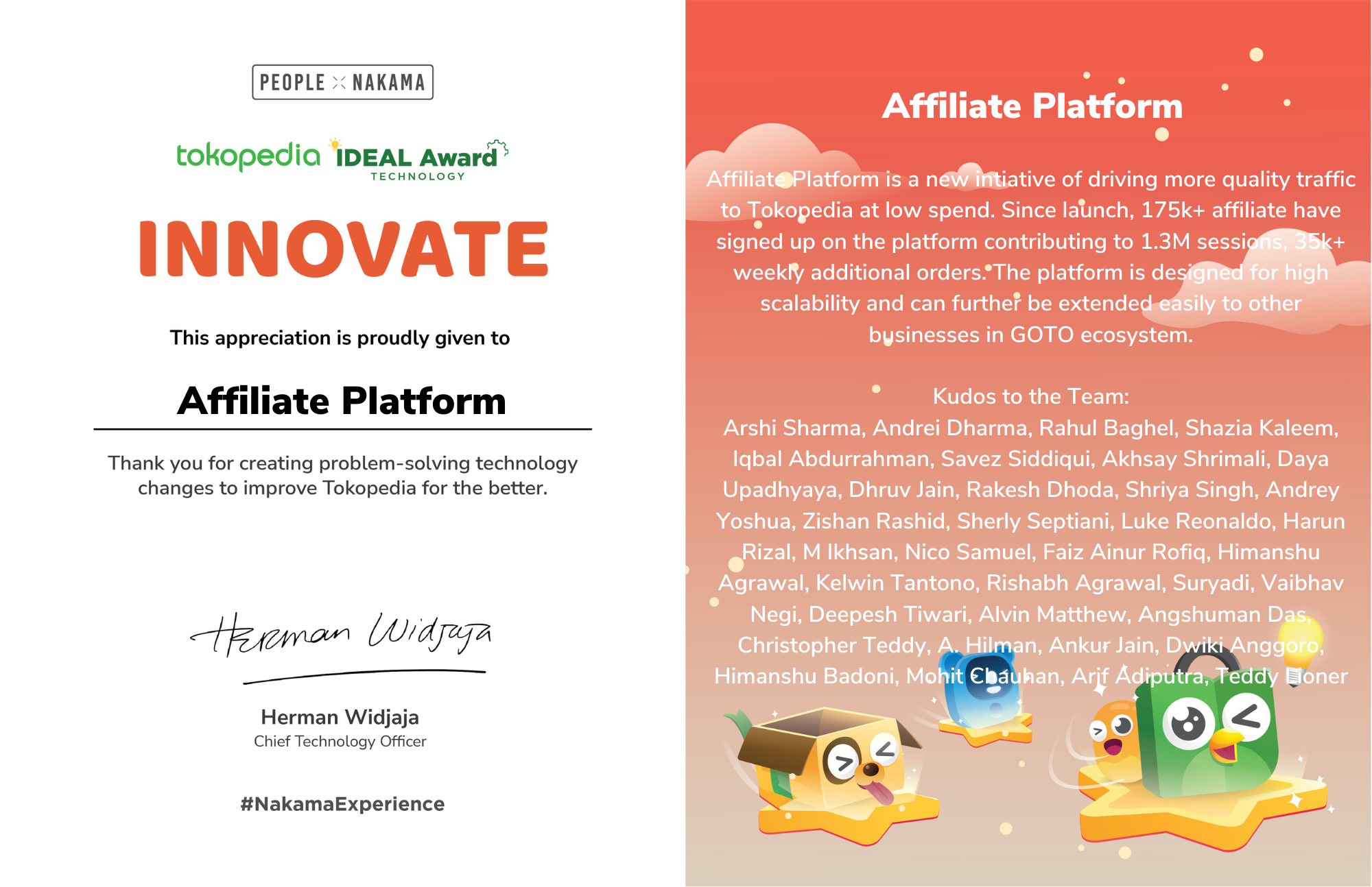 Tokopedia - Affiliate - Award
